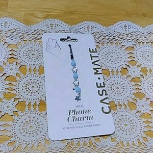 Case-Mate Phone Wrist strap - Silver Stars and Blue Beads